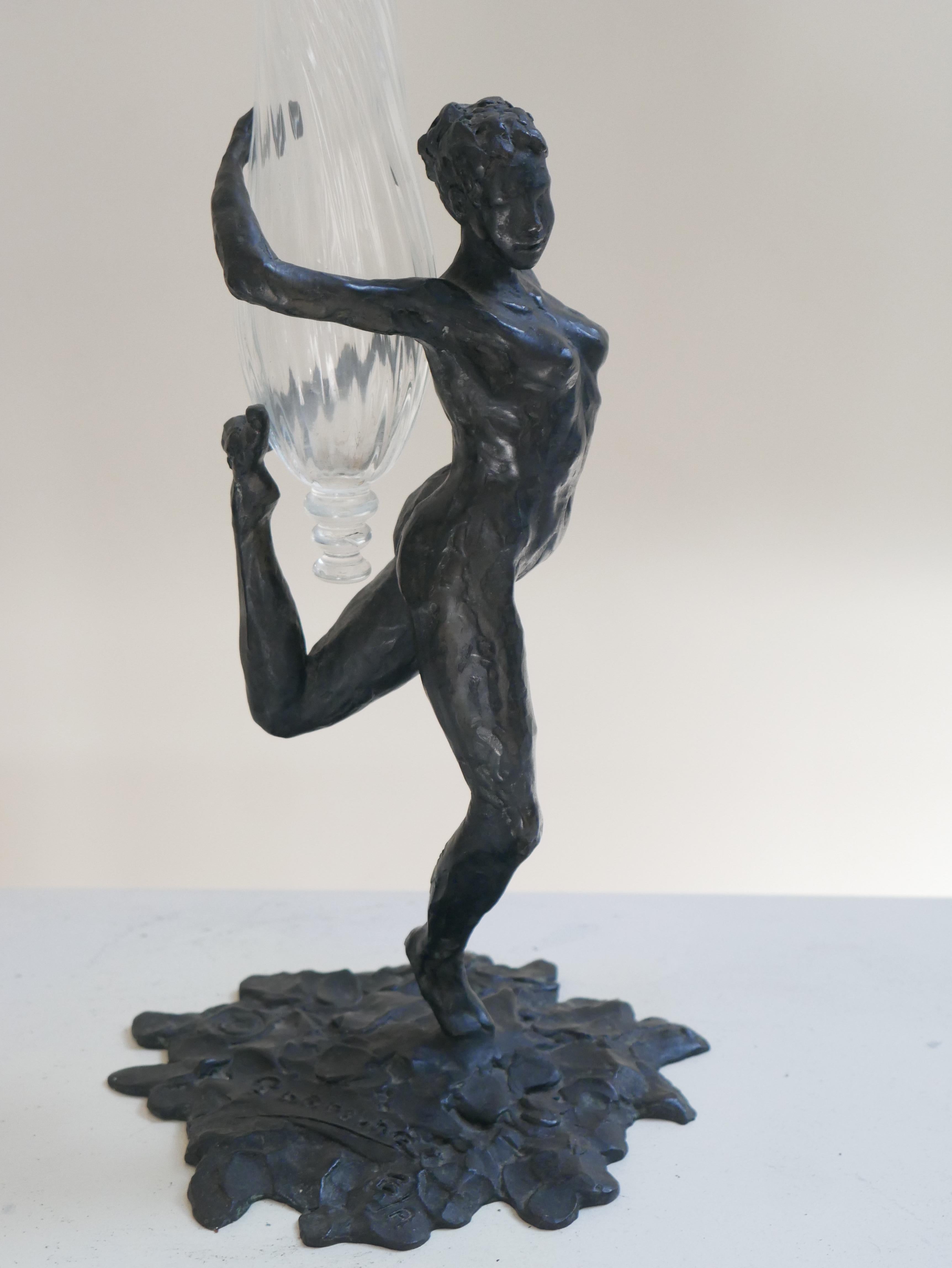 Francese Soliflores femme Portacandele in bronzo di Patrick Laroche in vendita