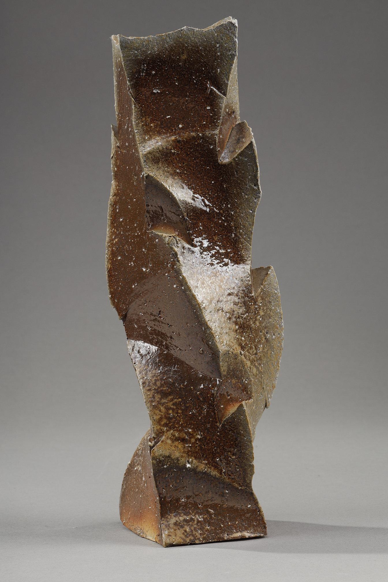 Scultura Soliflores in ceramica Bizen dell'artista Mori Taiga, Giappone in vendita 1