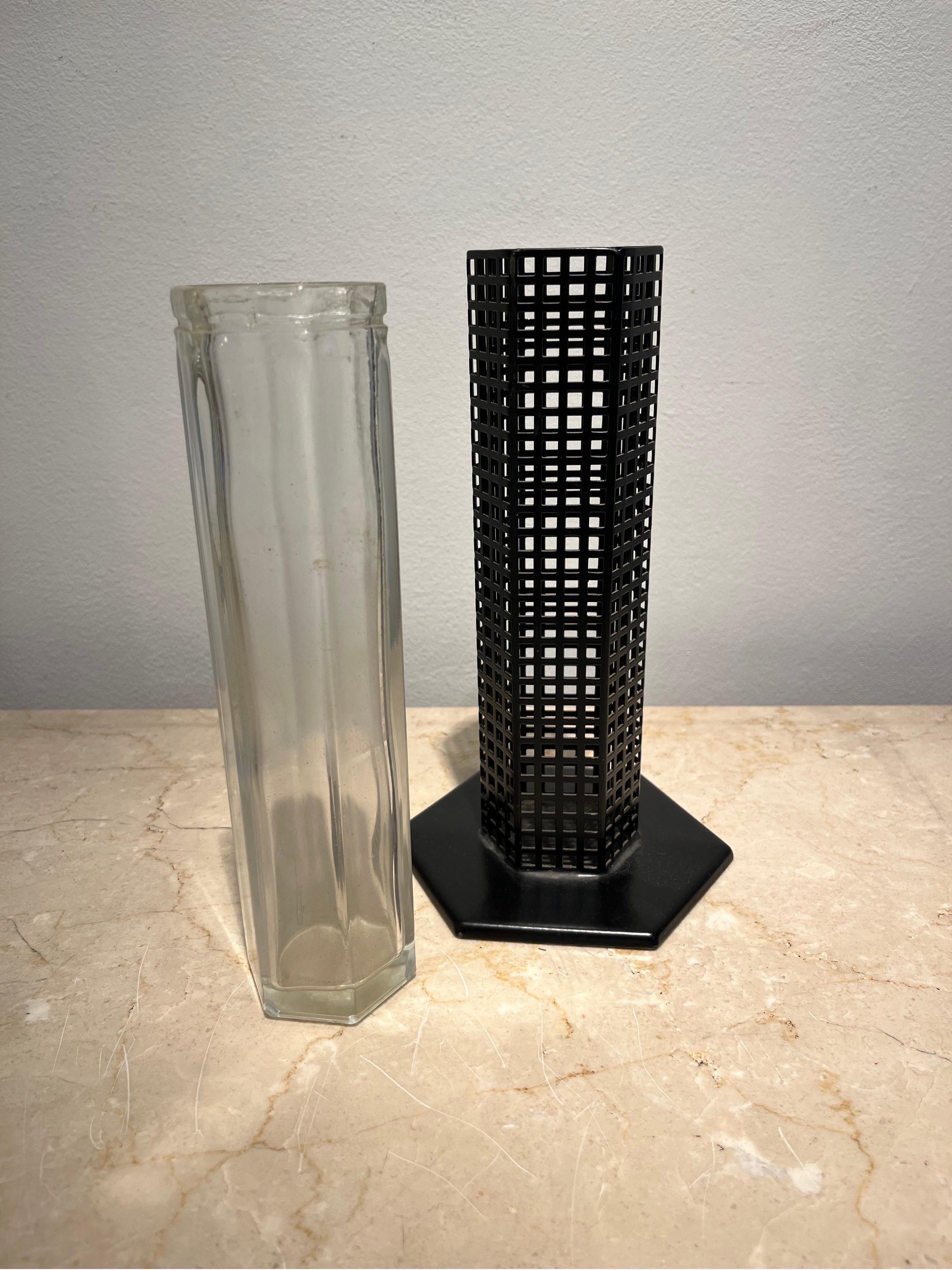 Metal Soliflore Vase by Josef Hoffman, Ed. Bieffeplast, 1980s For Sale