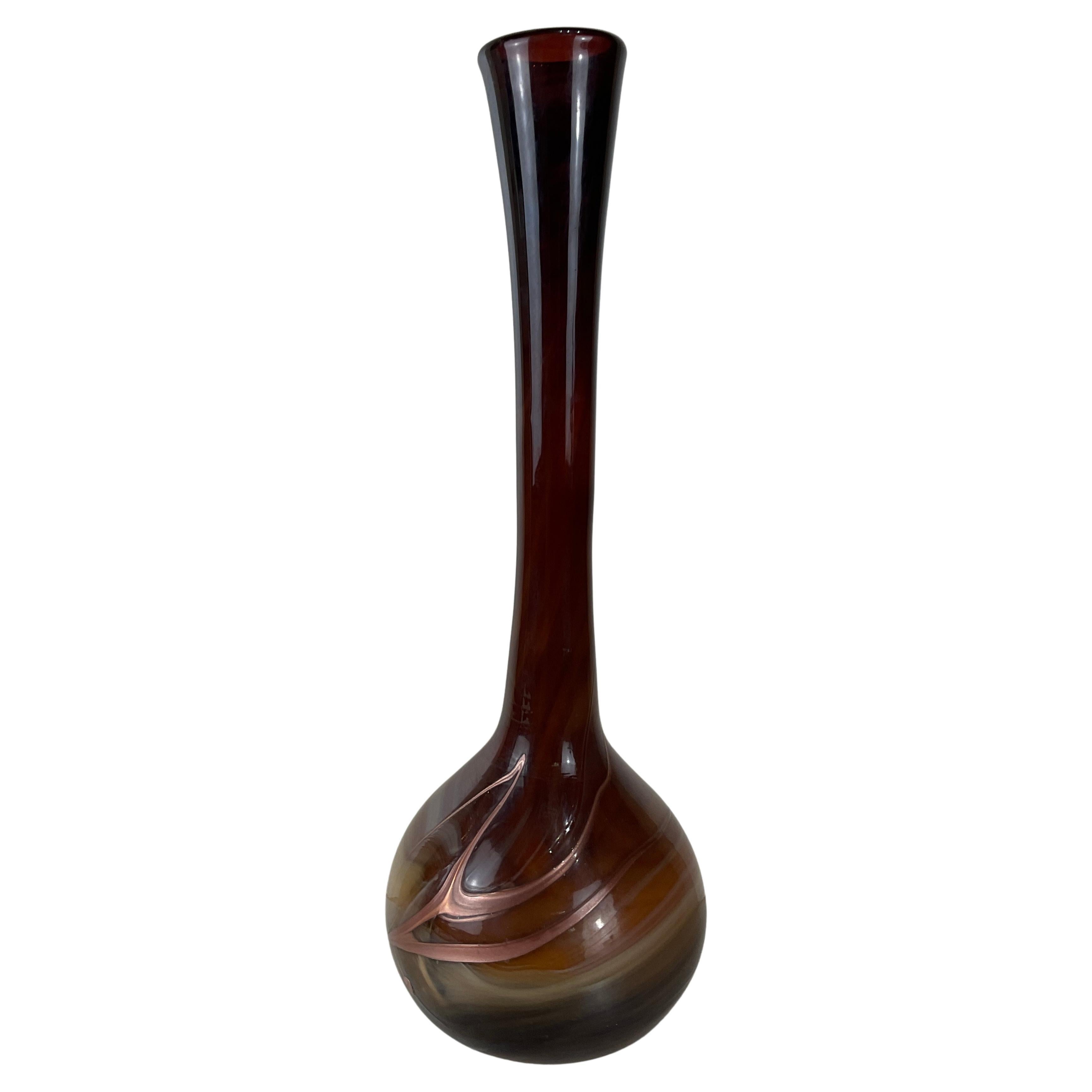 Schneider Style Soliflore Vase by La Verrerie de Maure-Vieil, French Glass Vase For Sale