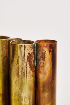 Soliflores I, Sculpted Brass Vase Signed by Pia Chevalier