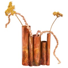 Soliflores III, Sculpted Copper Vase Signed by Pia Chevalier