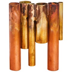 Soliflores IV, Sculpted Brass Vase Signed by Pia Chevalier