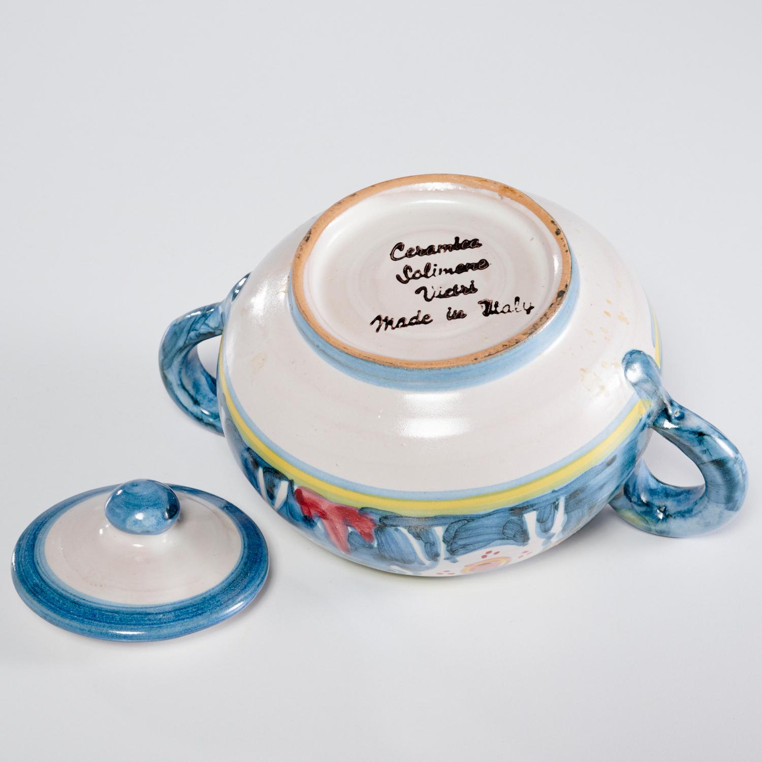 Solimene Vietri, « Decoro Campagna » service à thé en poterie italienne peint à la main pour 12 personnes en vente 3
