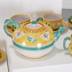 Solimene Vietri, set da tè in ceramica italiana dipinto a mano 'Decoro Campagna' per 16 persone