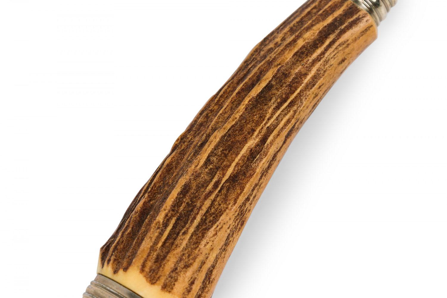 Solingen Baron Germany 3-Piece Rustic Horn Handle Silver Carving Utensil Set im Angebot 5