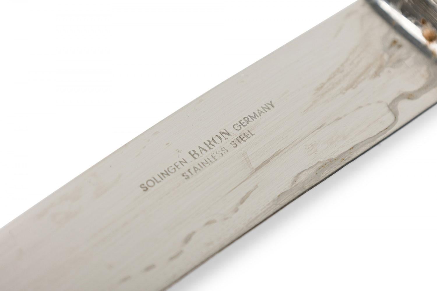 Solingen Baron Germany 3-Piece Rustic Horn Handle Silver Carving Utensil Set im Angebot 3