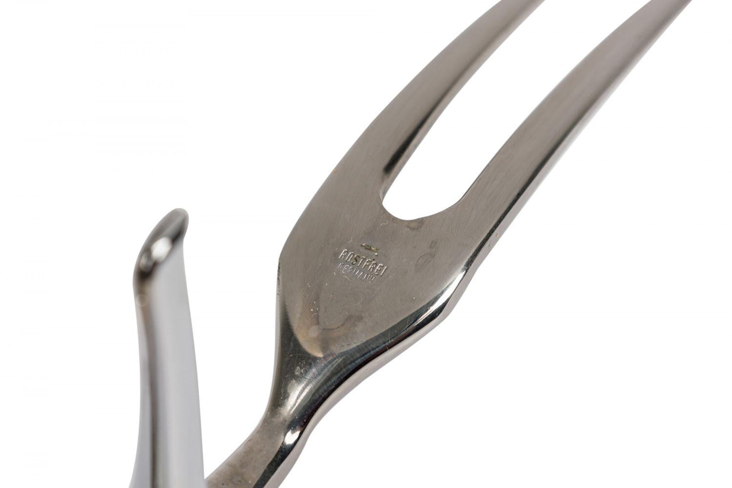 Solingen Othello Germany 3-Piece Rustic Horn Handle Silver Carving Utensil Set For Sale 3