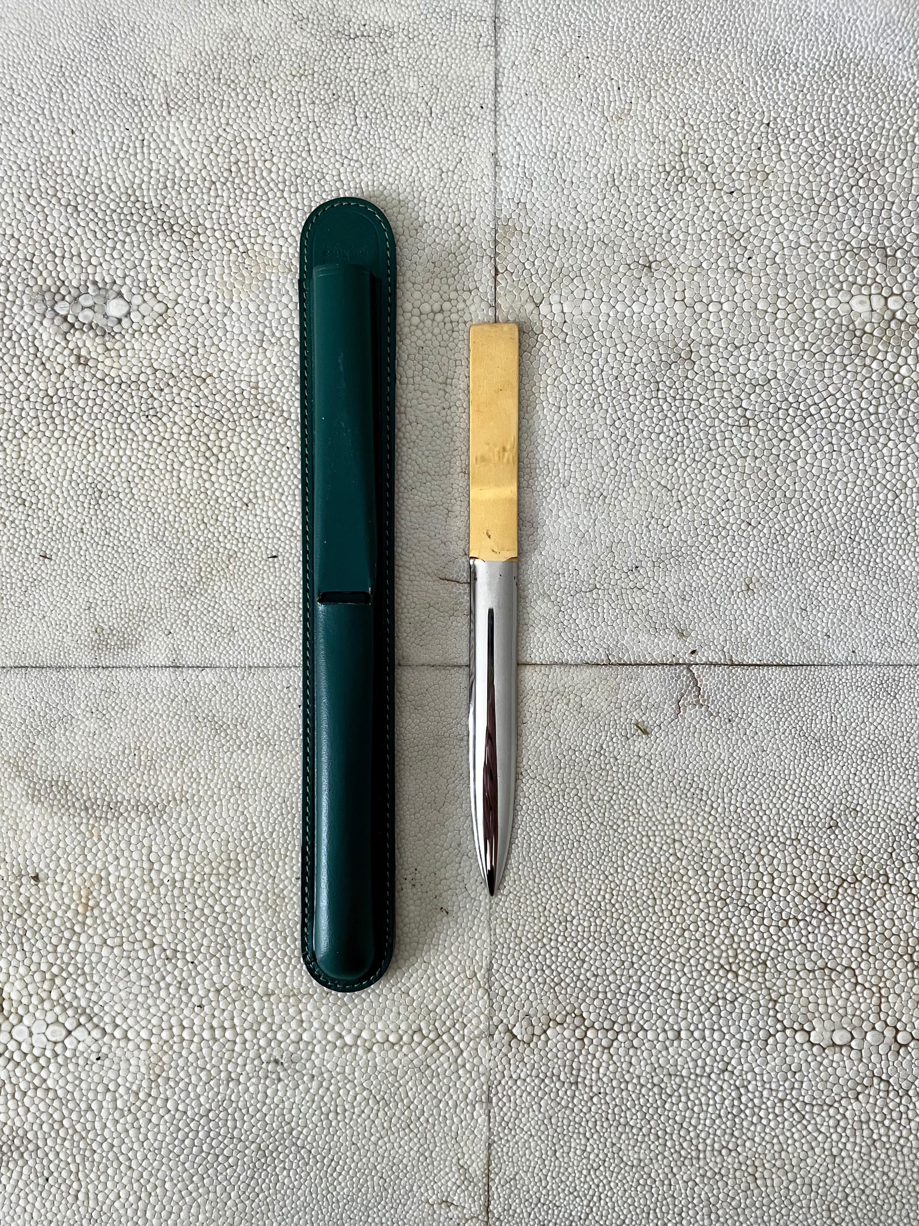Solingen Scissors and Letter Opener in Green Leather Case 1