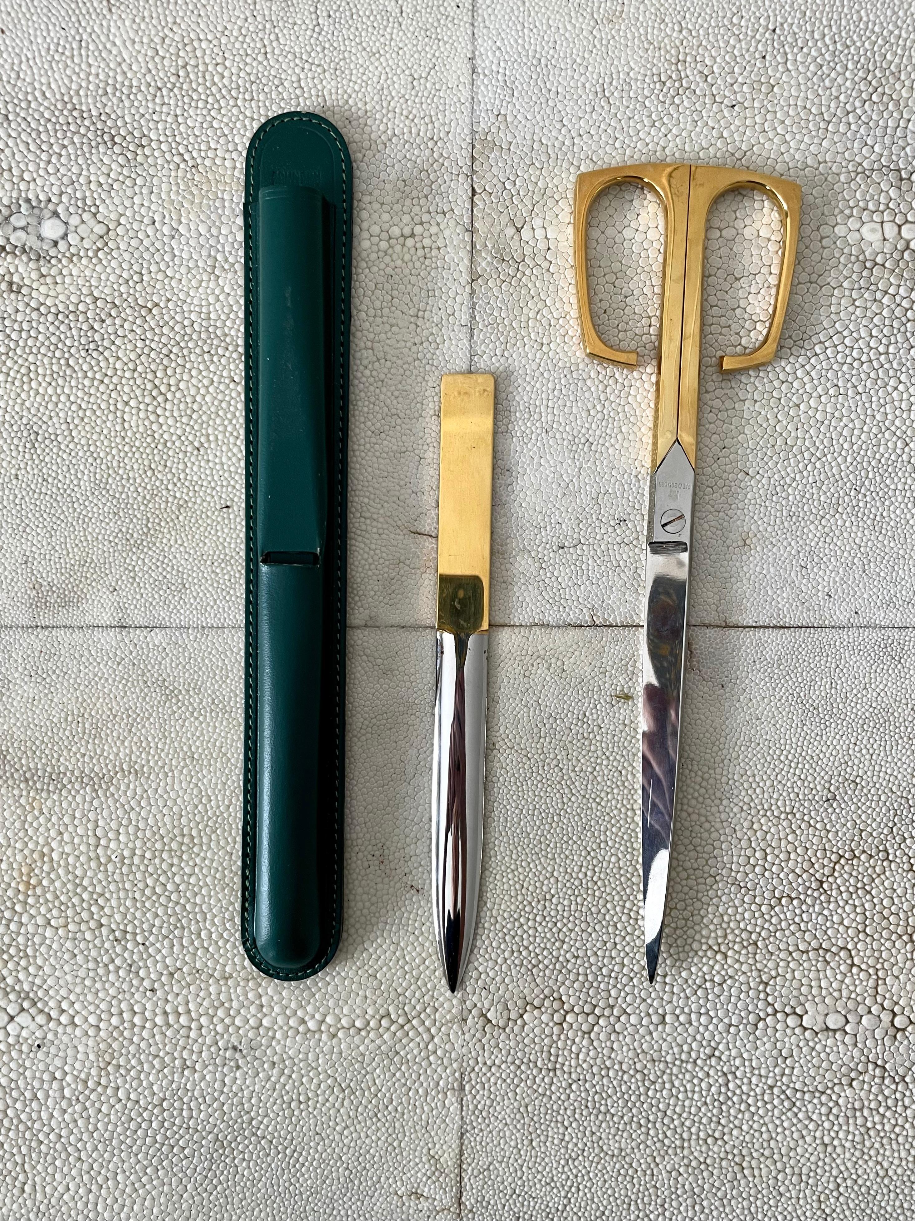 Solingen Scissors and Letter Opener in Green Leather Case 3