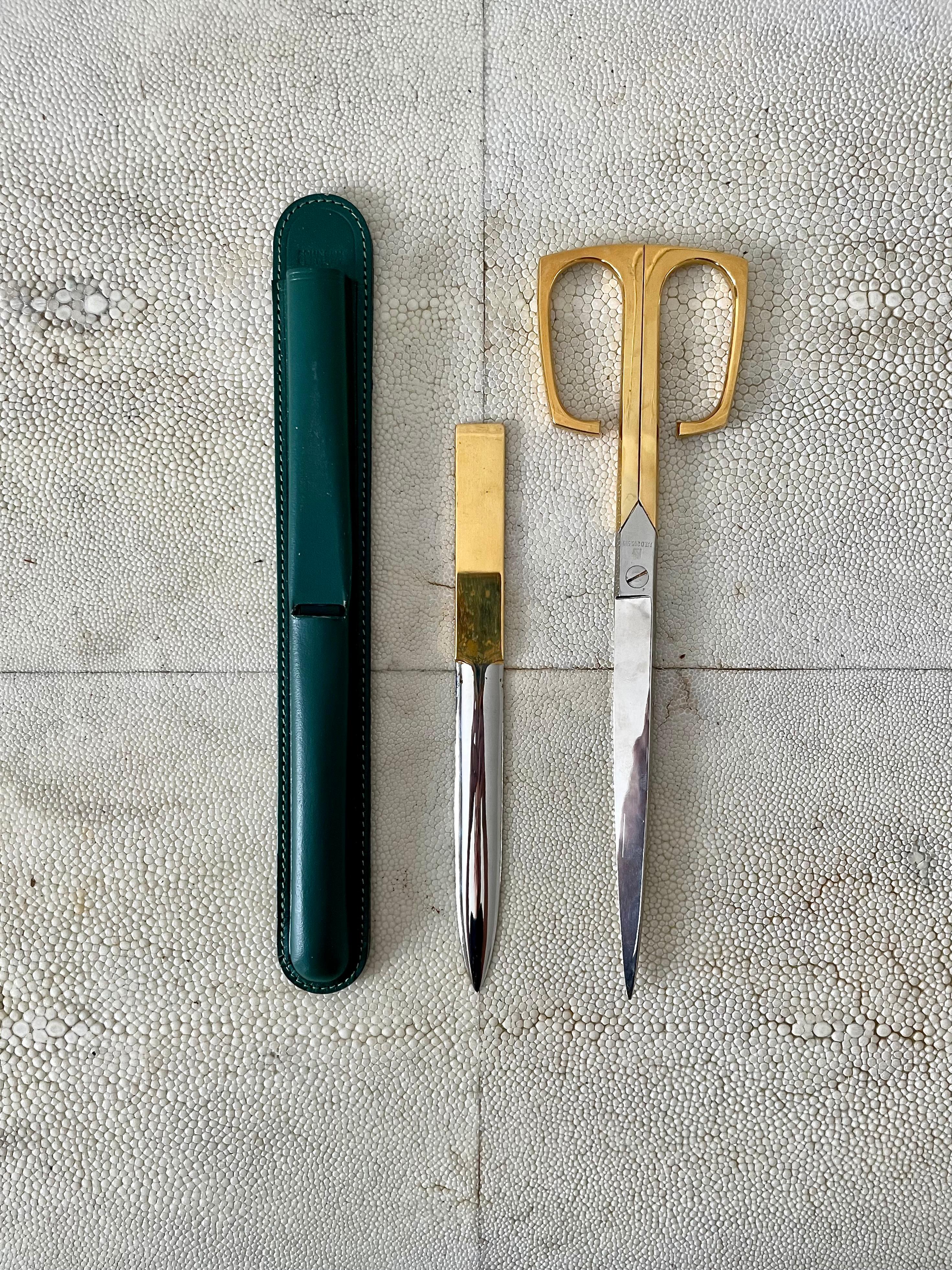 Solingen Scissors and Letter Opener in Green Leather Case 4