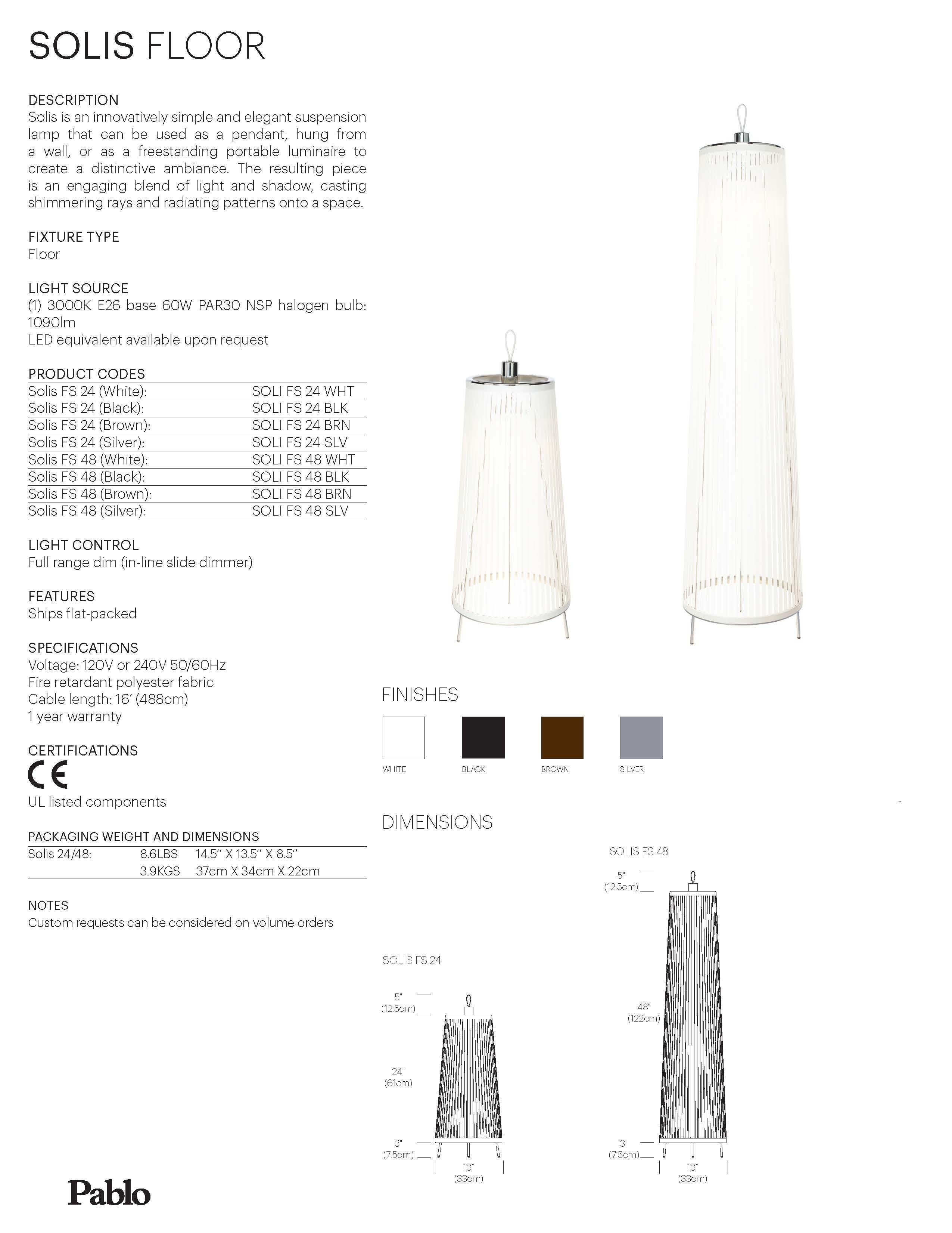 Contemporary Solis 24 Freestanding Lamp in White by Pablo Designs