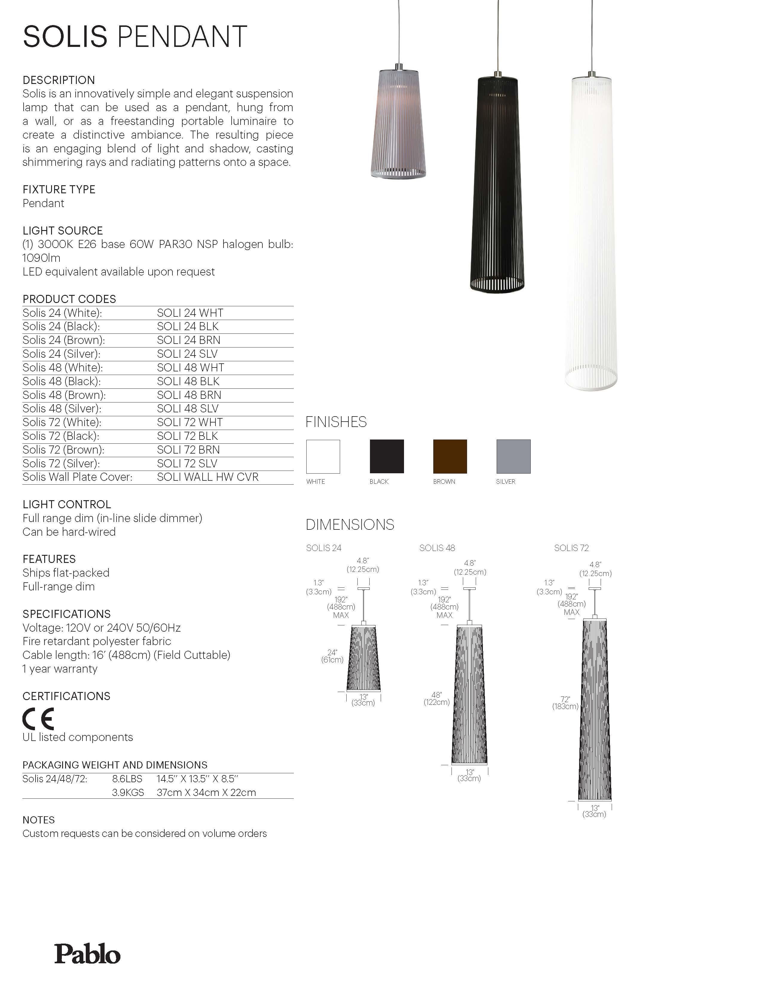 Americano Lampada a sospensione Solis 48 in argento di Pablo Designs in vendita