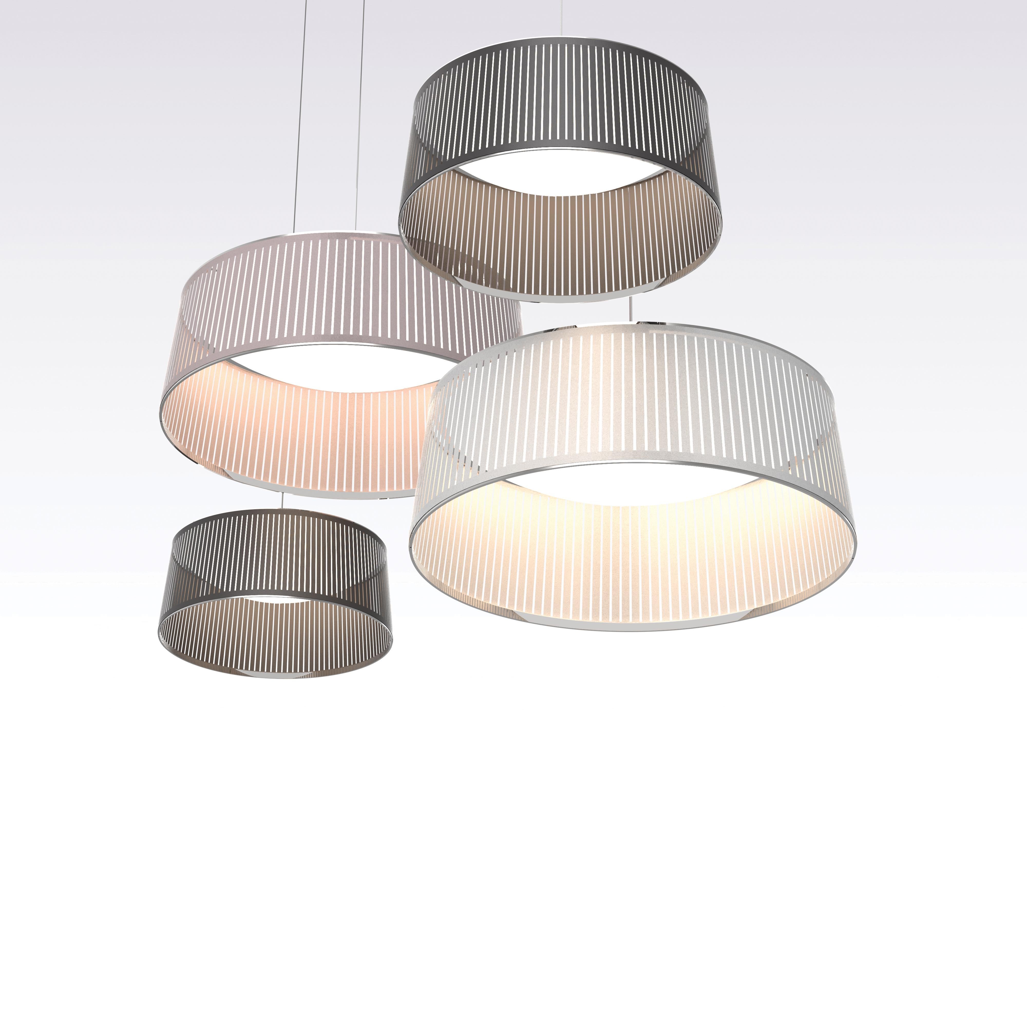 American Solis Drum 24 Pendant Light in Silver by Pablo Designs For Sale