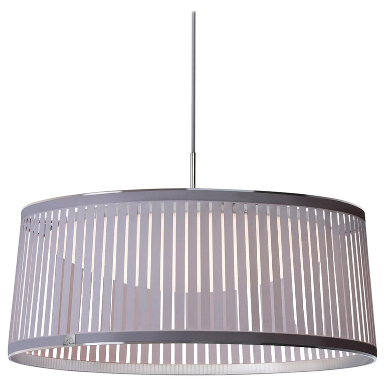 Solis Drum 24 Pendant Light in Silver by Pablo Designs For Sale