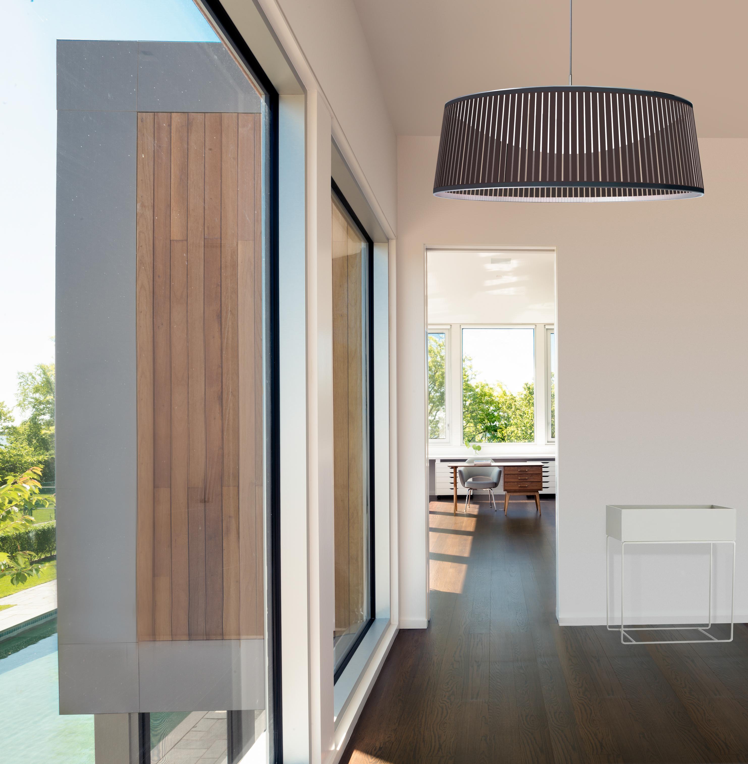 Contemporary Solis Drum 36 Pendant Light in Brown by Pablo Designs