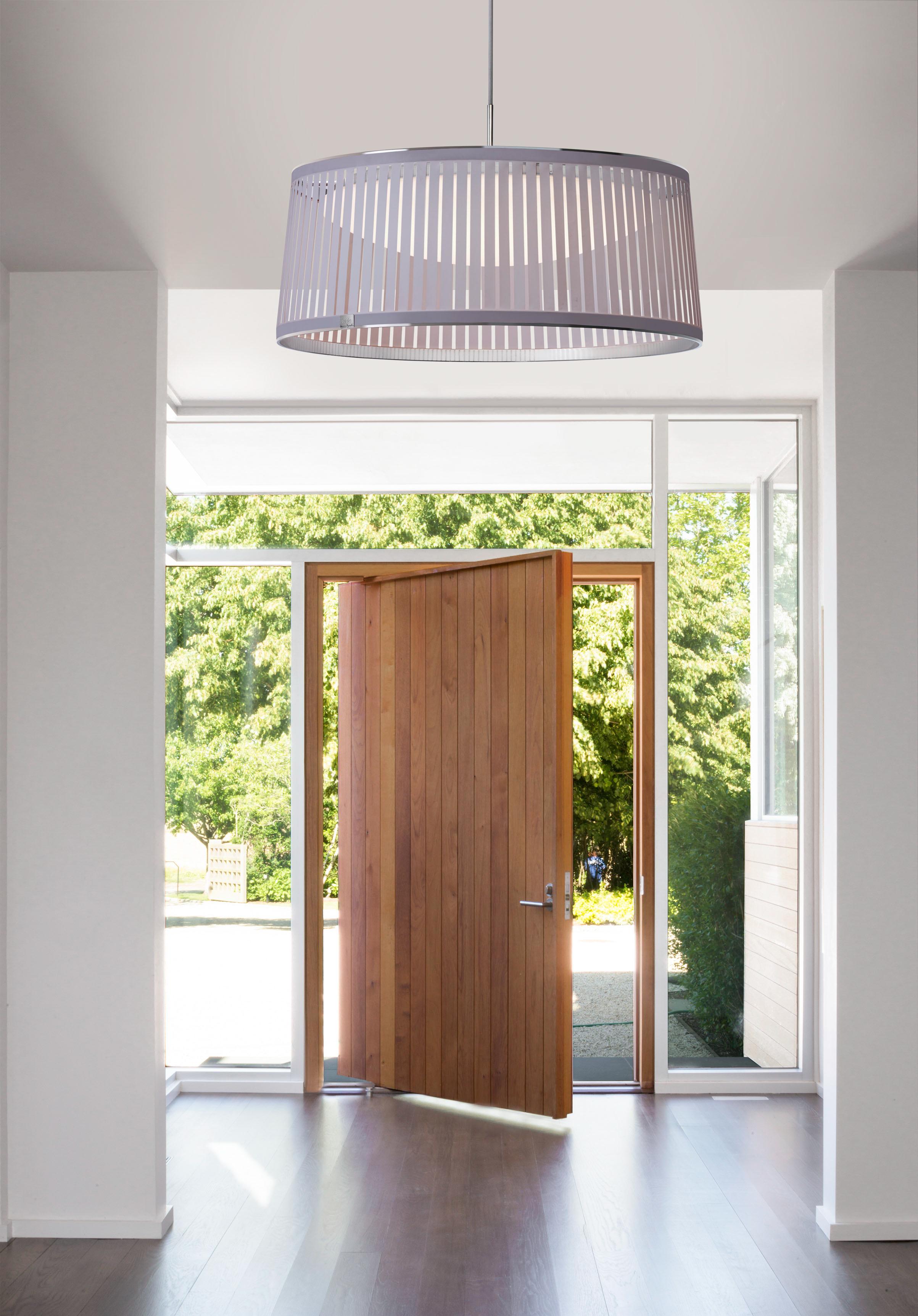 Modern Solis Drum 36 Pendant Light in Silver by Pablo Designs For Sale
