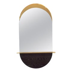 Solis Mirror, Small, in Blackened Ash and Plated Brass