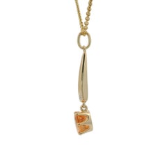 Solitair Pendant 18k Yellow Gold, Mandarin Garnet, Enamel, 3 Diamonds 0.03ct GVS