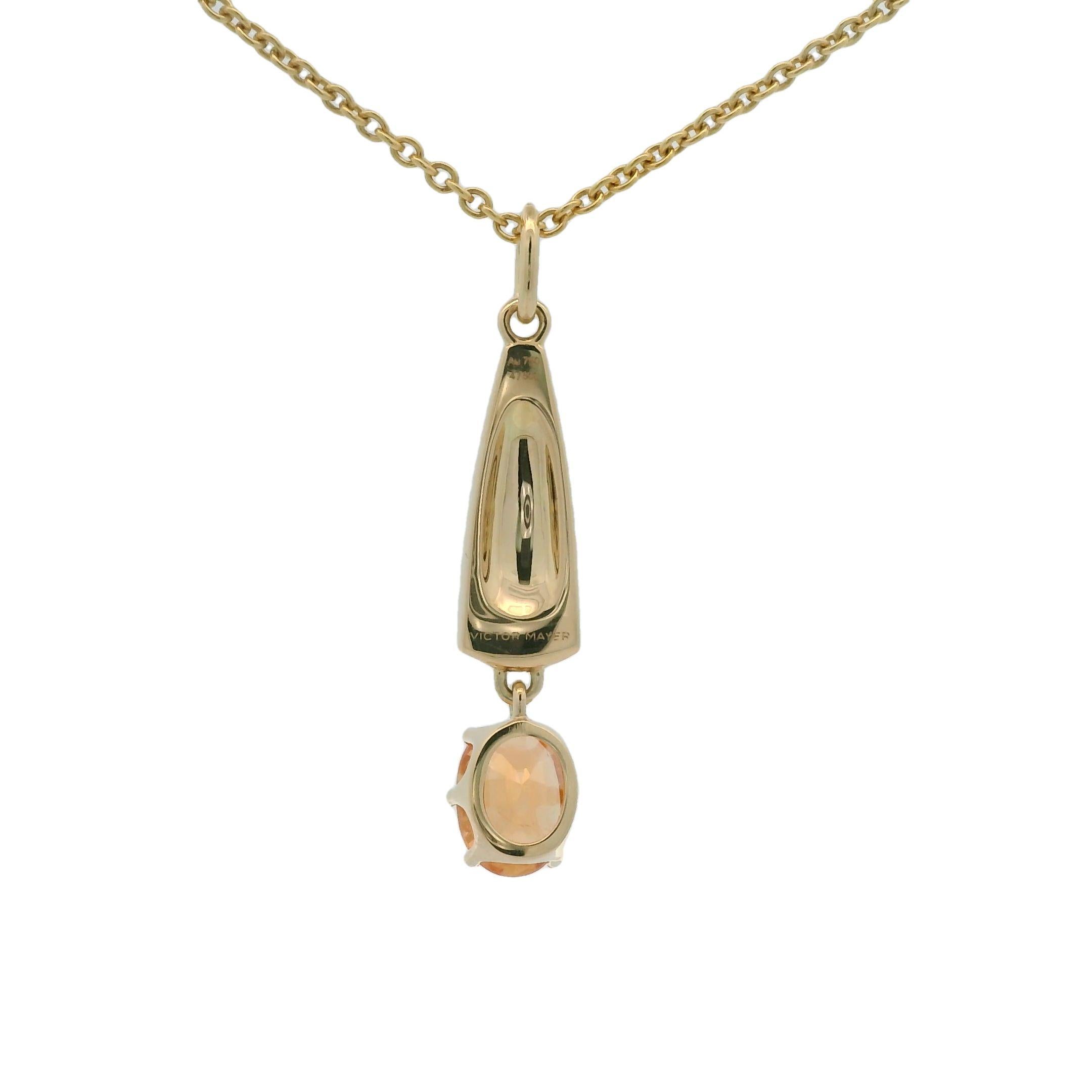 Contemporain Pendentif Solitair en or jaune 18 carats, grenat mandarin, émail, 3 diamants 0,03 carat GVS en vente