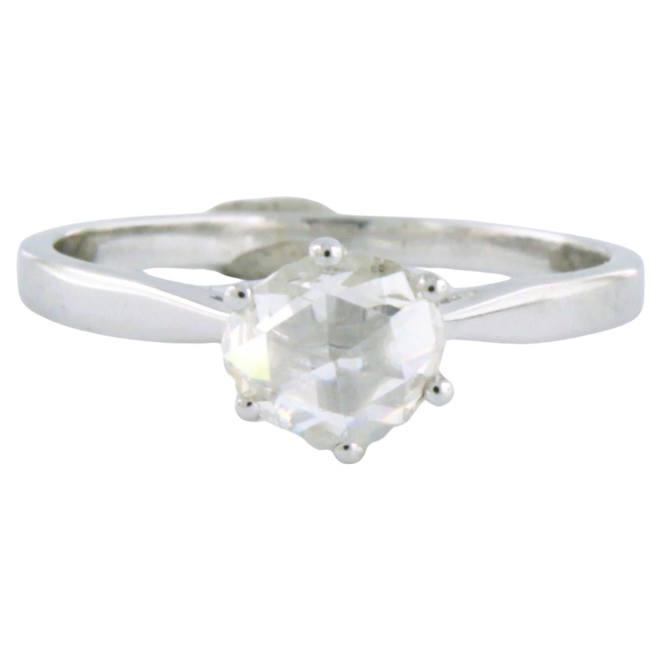 Solitair ring set with diamond in total 0.60ct 14k white gold
