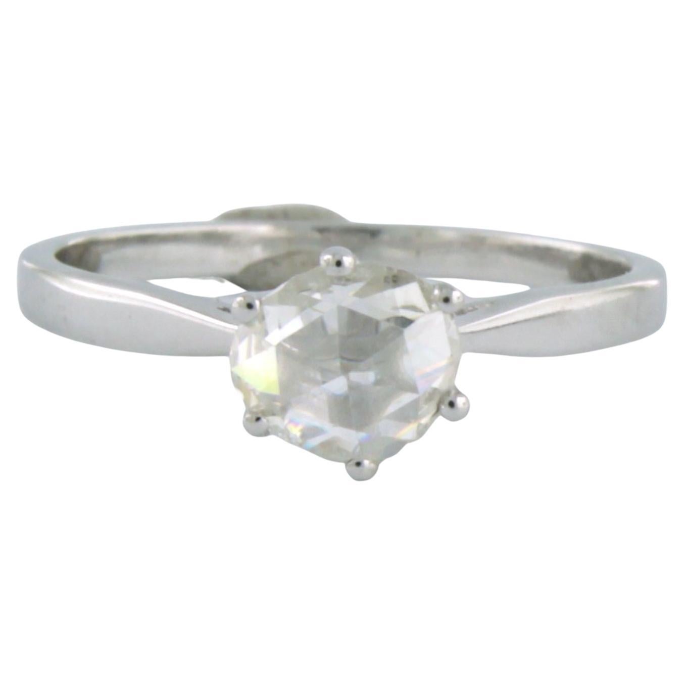 Solitair ring set with diamond in total 0.60ct 4k white gold For Sale