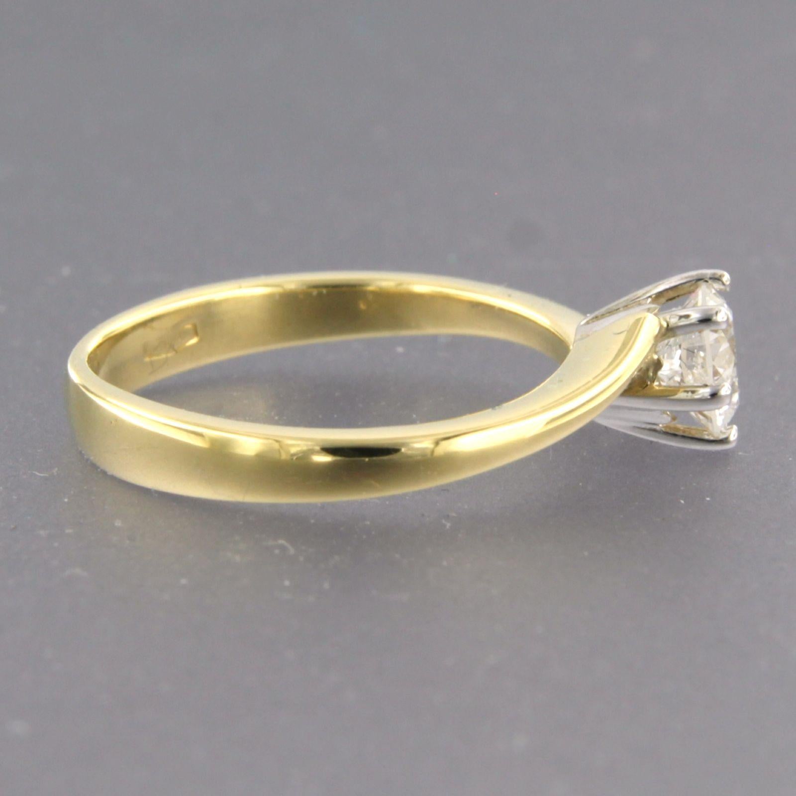 Solitair Ring mit Diamanten besetzt 0,50ct 18k Bicolor Gold Damen im Angebot