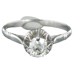 Solitair ring set with diamonds 18k white gold