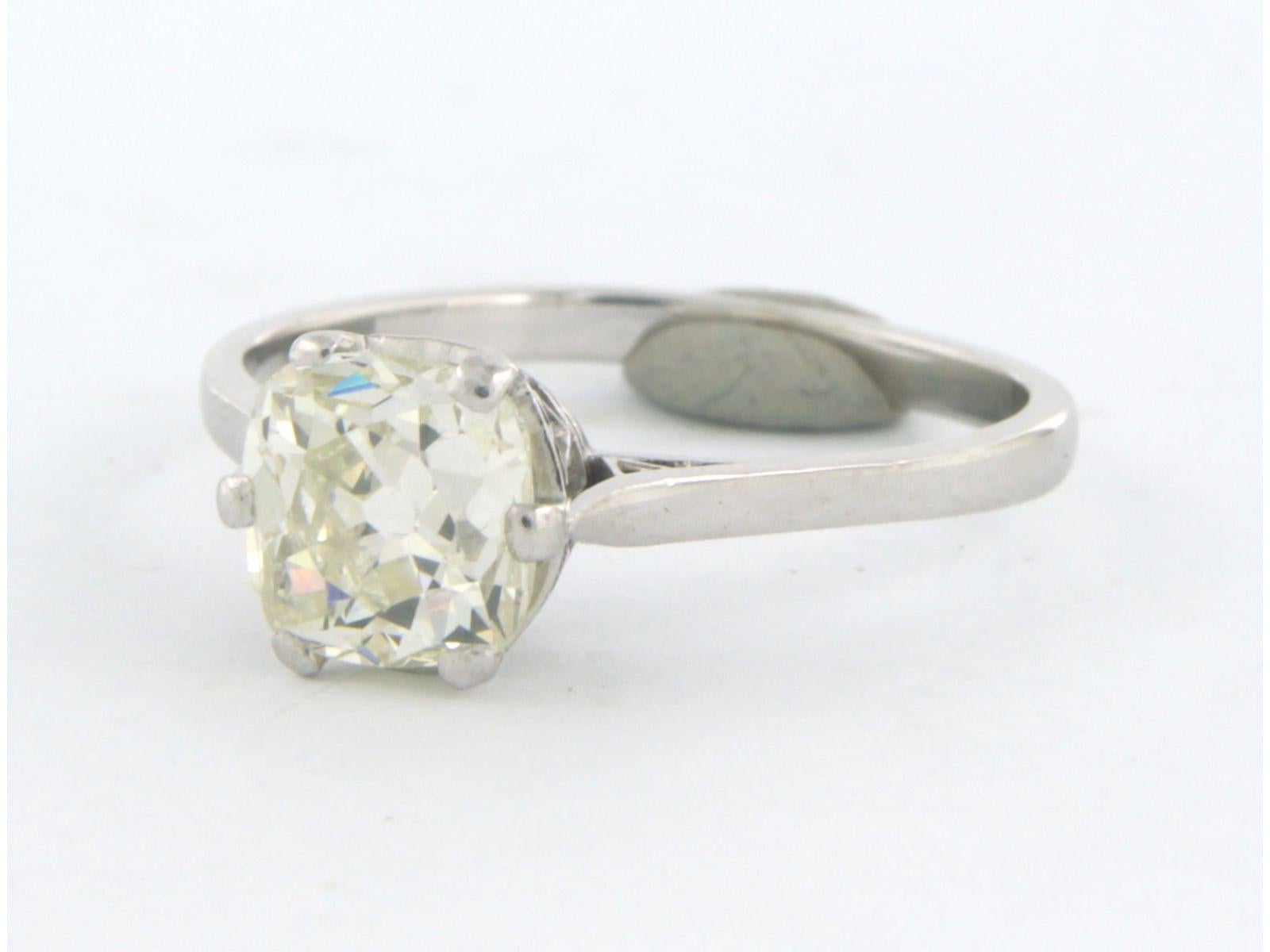 Old Mine Cut Solitair ring with old mine cut diamond up to 1.30ct Platinum and 18k white gold For Sale