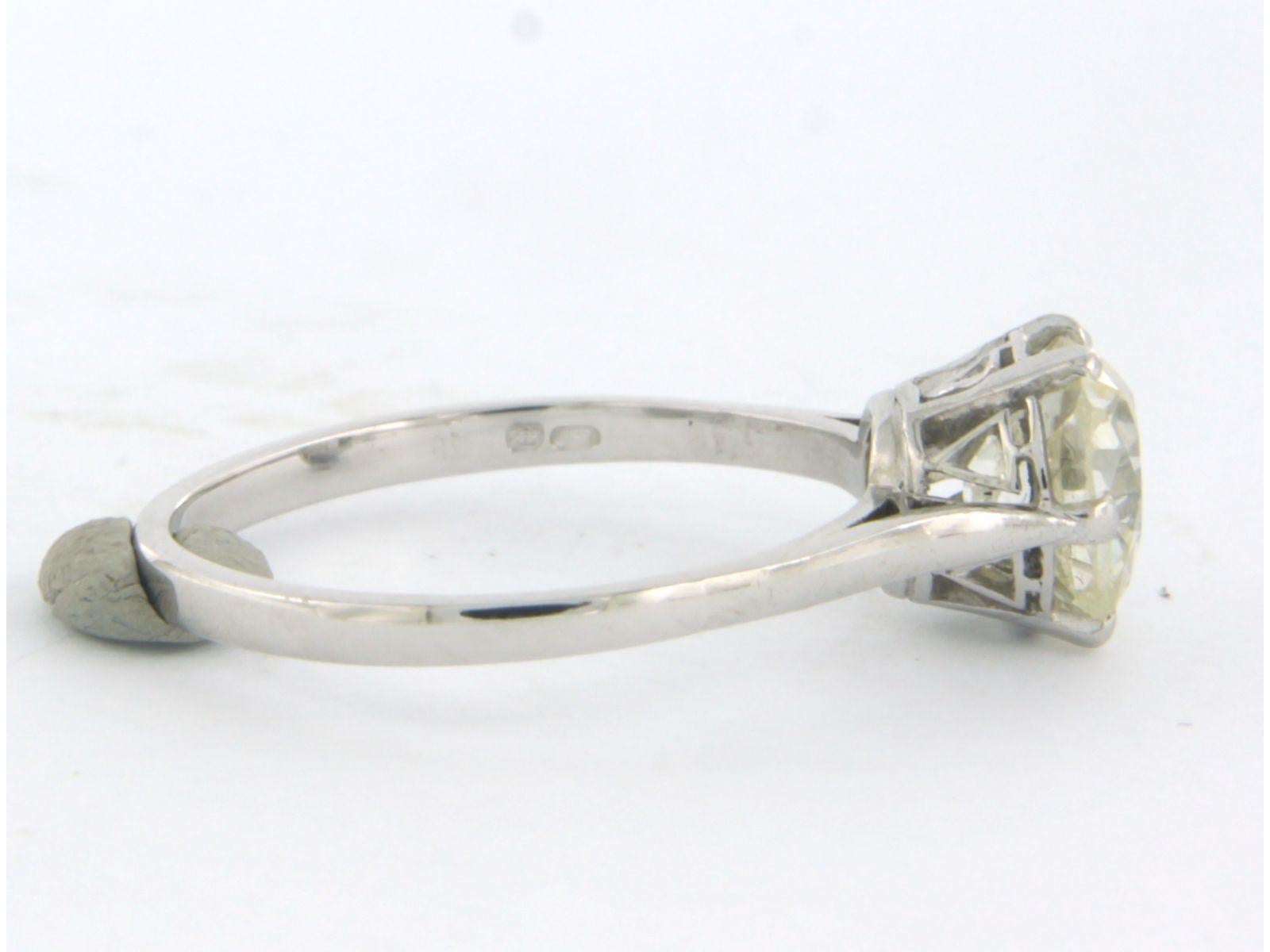 Women's Solitair ring with old mine cut diamond up to 1.30ct Platinum and 18k white gold For Sale