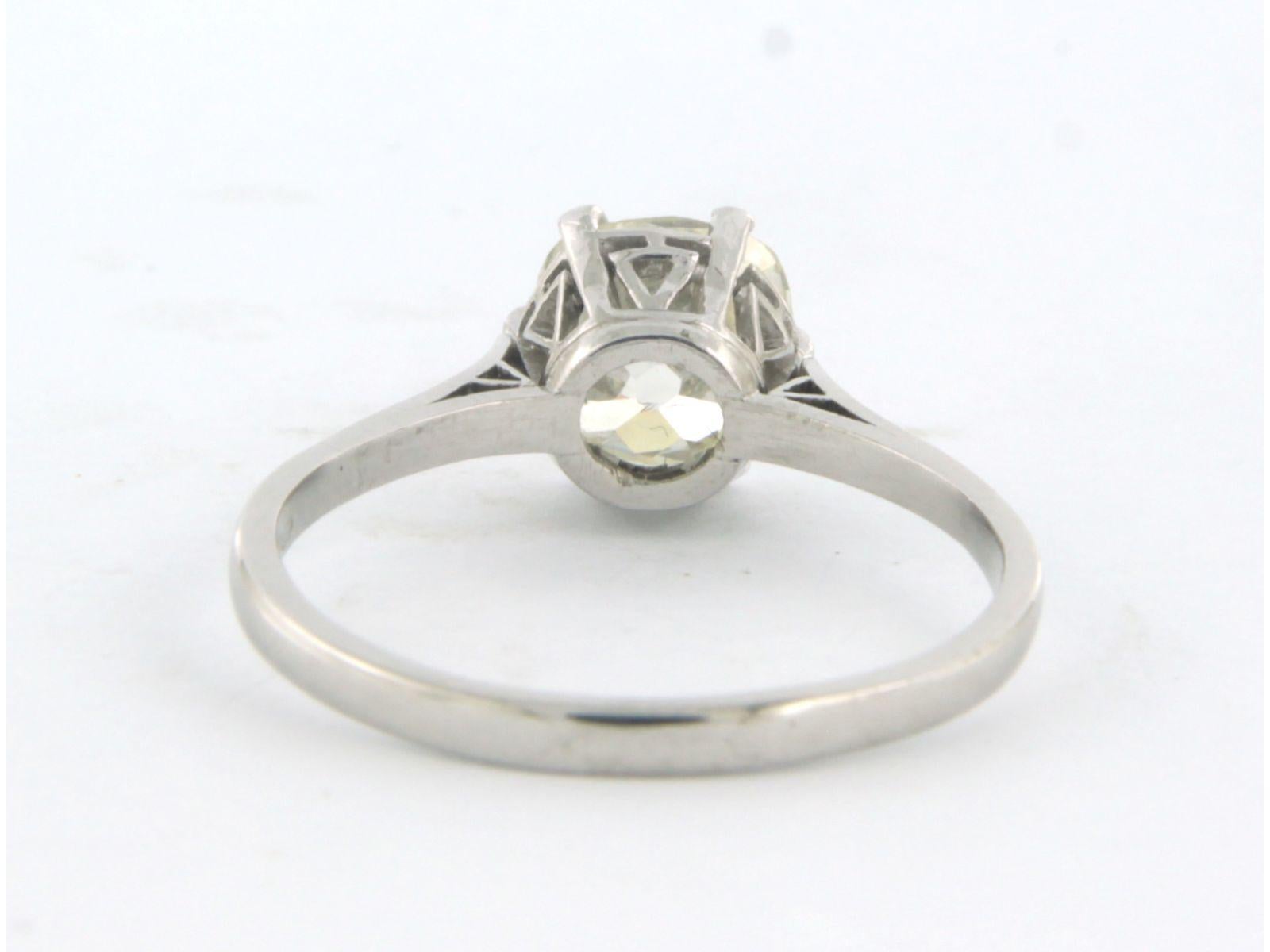 Solitair ring with old mine cut diamond up to 1.30ct Platinum and 18k white gold For Sale 1