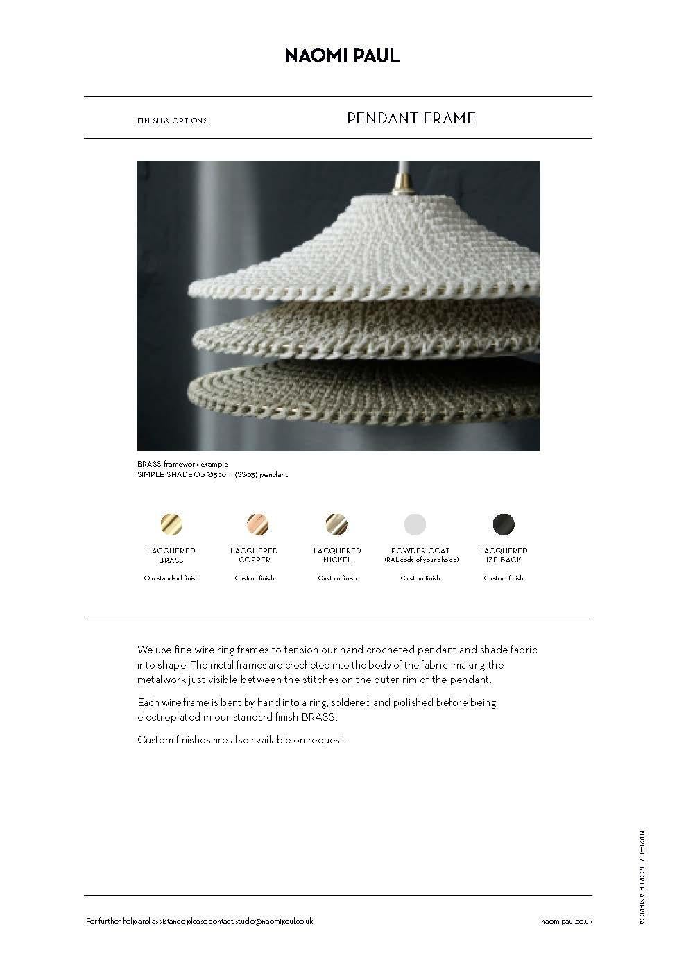 SOLITAIRE 01 50/50 Pendant Light Ø50cm/19.7in, Hand Crocheted in Egyptian Cotton In New Condition In London, London