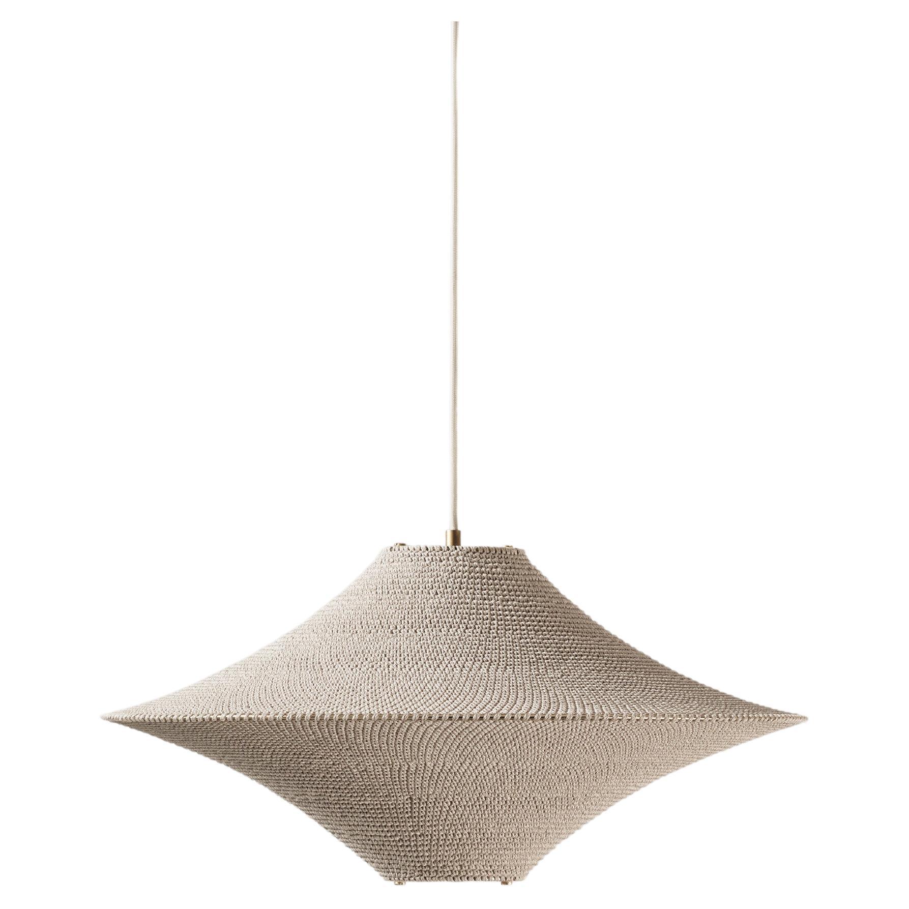 Solitaire 01 Pendant Light, Hand Crocheted in Egyptian Cotton For Sale