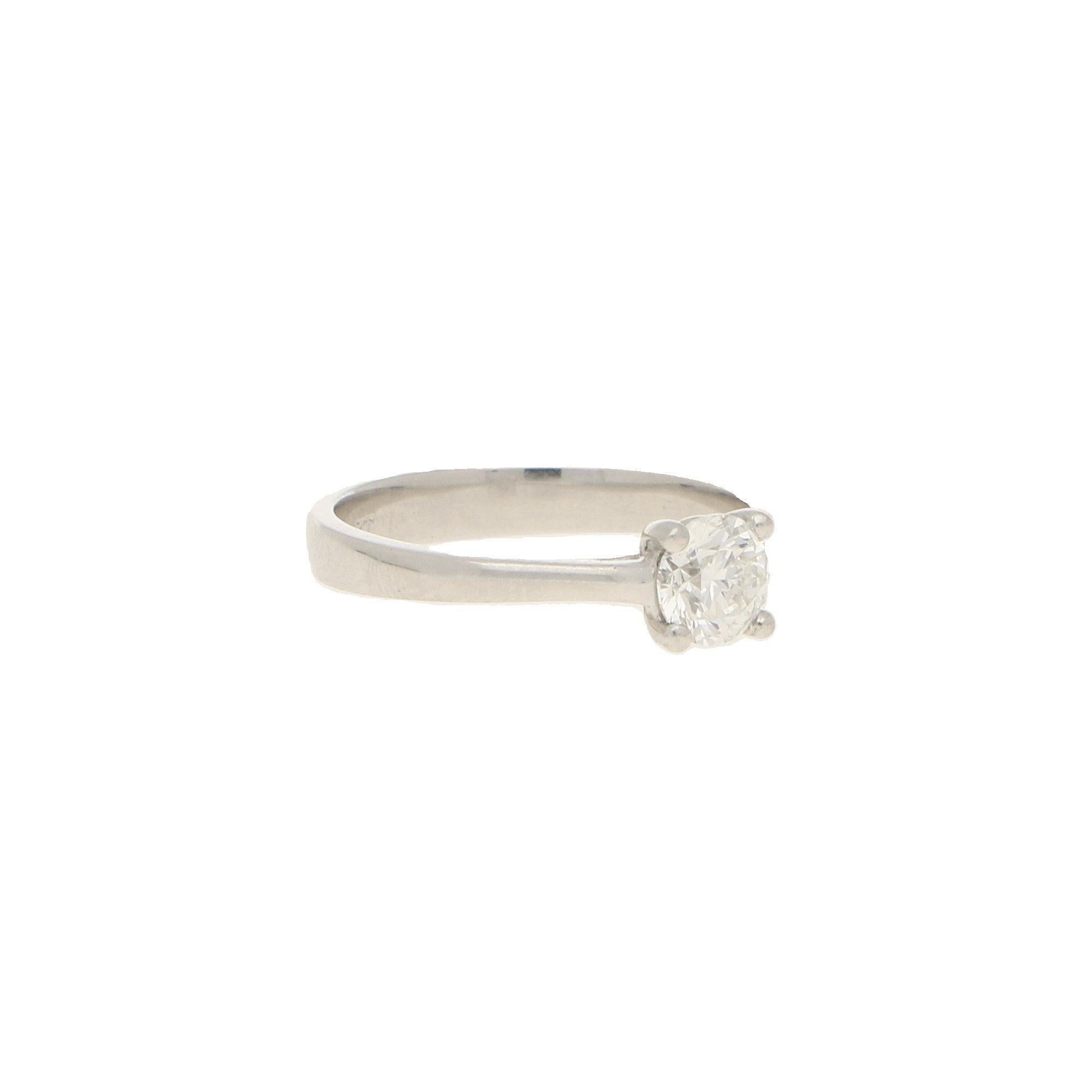 Contemporary Solitaire Diamond  Platinum Engagement Ring 0.51 Carat For Sale