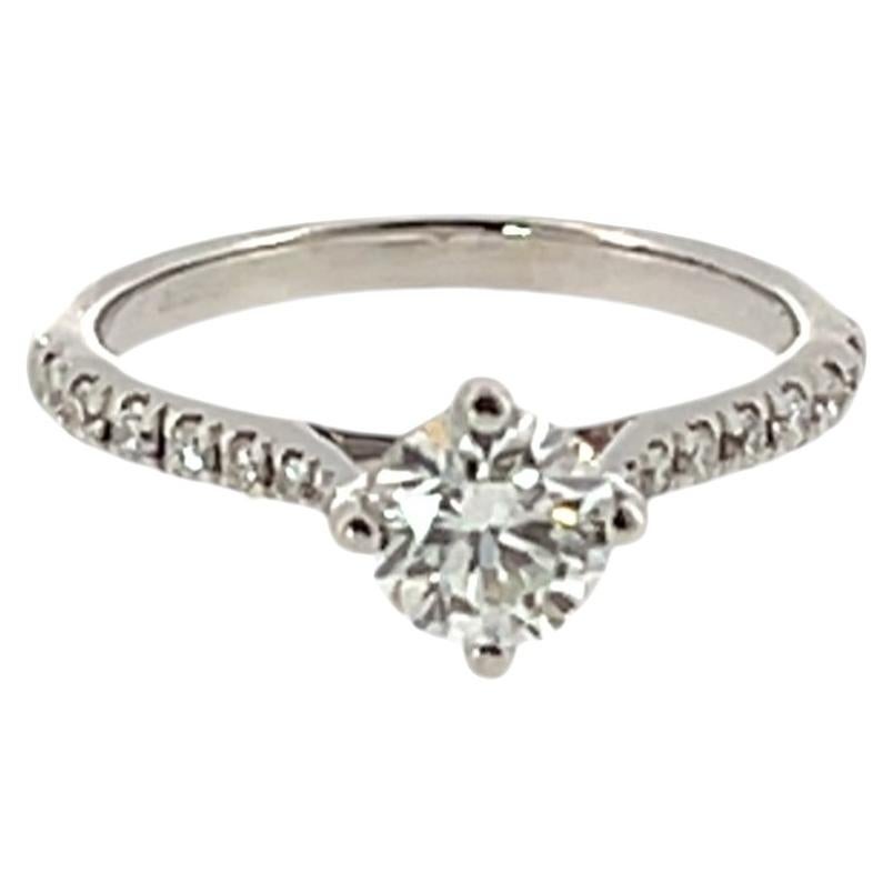 Solitaire 0.61ct GIA Diamond Engagement Ring Set in 18ct White Gold For Sale