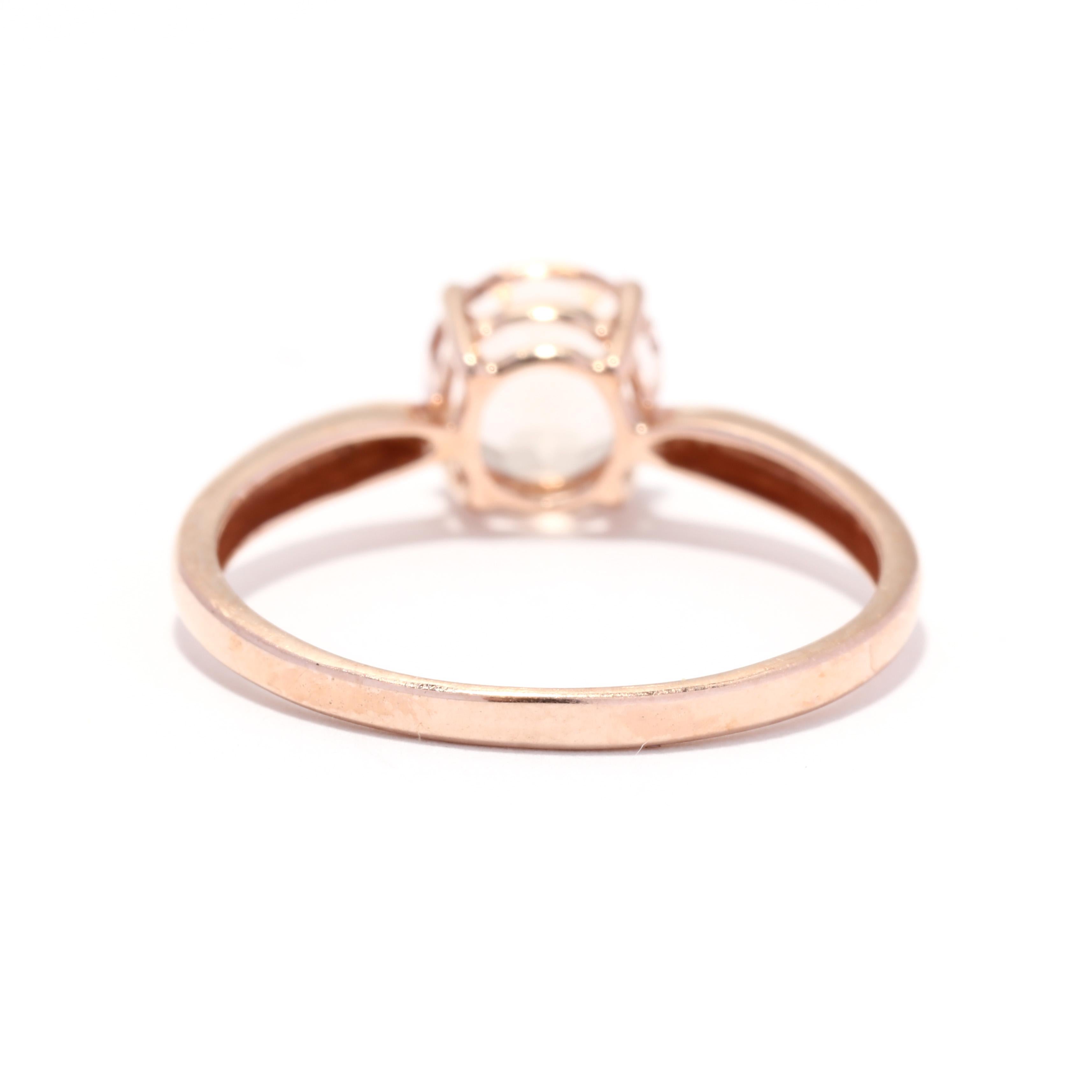 Solitär 1 Karat Morganit Ring, 10K Roségold, Ringgröße 7, einfacher Morganit (Brillantschliff)