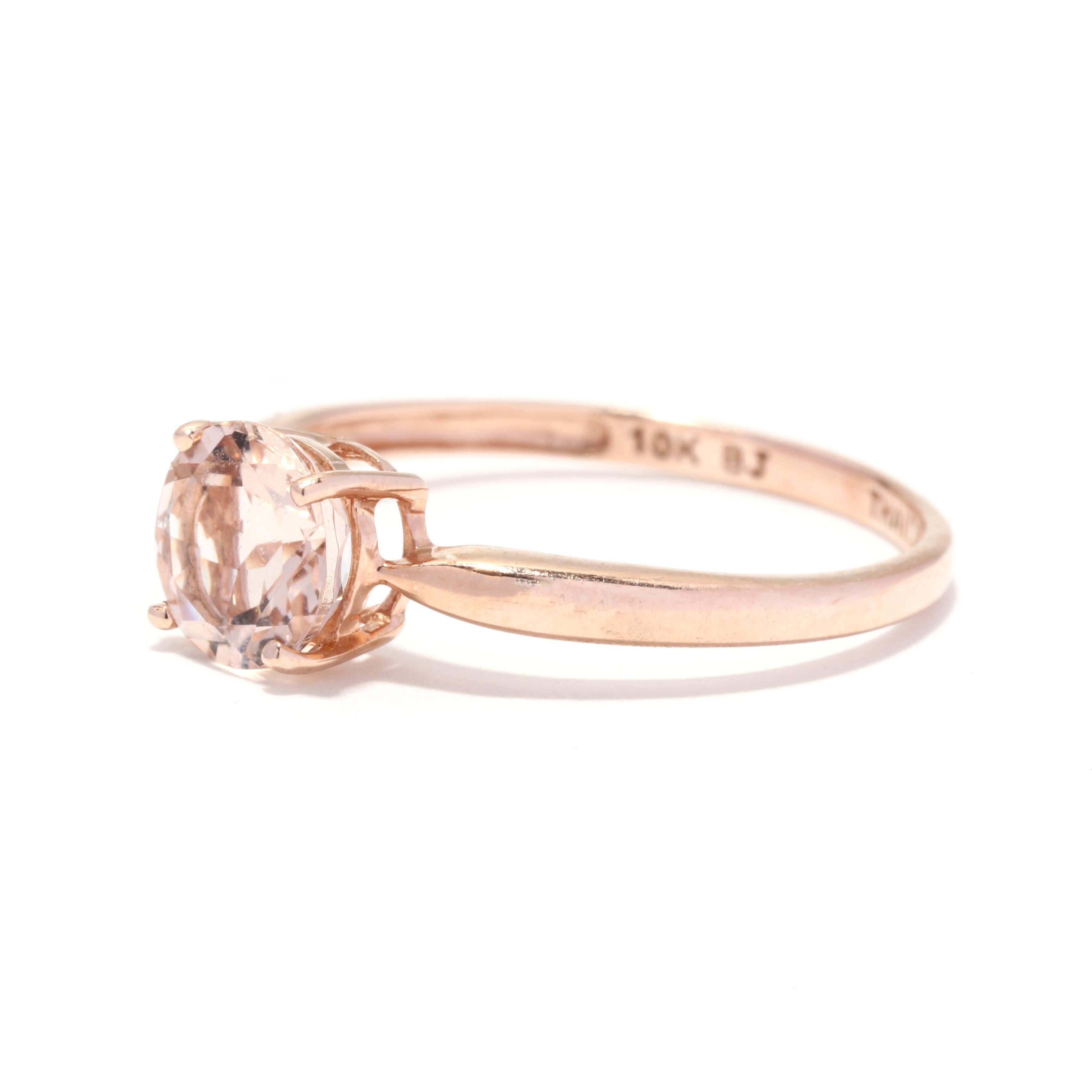 Solitär 1 Karat Morganit Ring, 10K Roségold, Ringgröße 7, einfacher Morganit im Zustand „Gut“ in McLeansville, NC