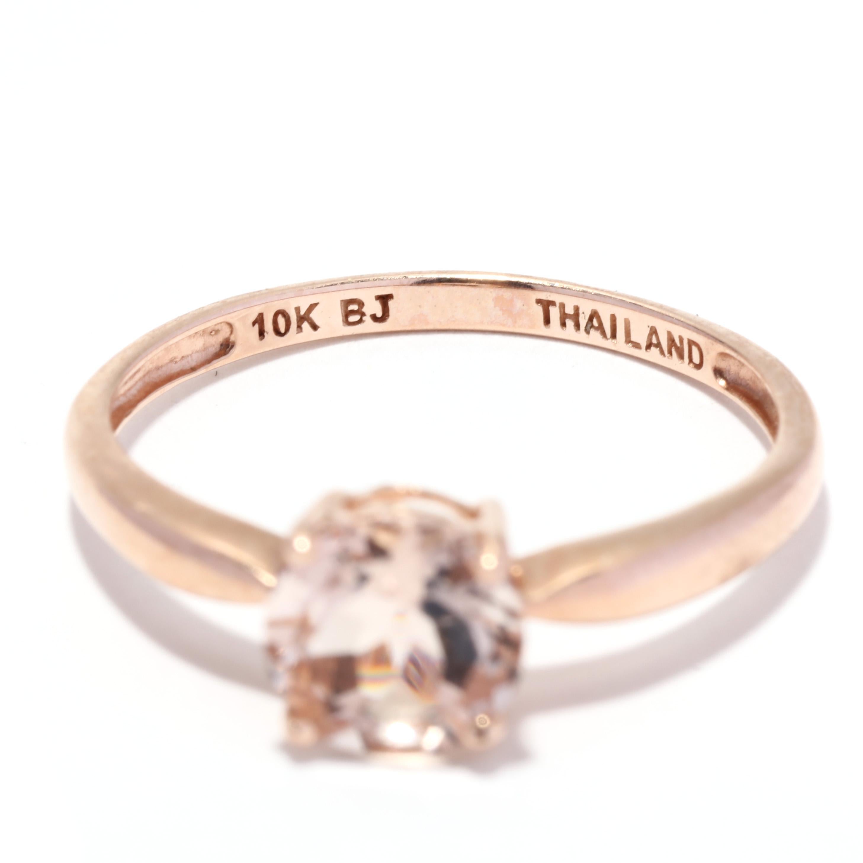 Solitär 1 Karat Morganit Ring, 10K Roségold, Ringgröße 7, einfacher Morganit für Damen oder Herren