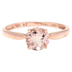 Solitaire 1 carat Morganite Ring, 10K Rose Gold, Ring Size 7, Simple Morganite 