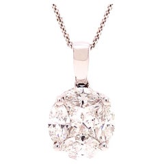 Solitaire 1.02 Ct Round Diamond Pendant Illusion Set for 5 Ct. Look in 18K Gold