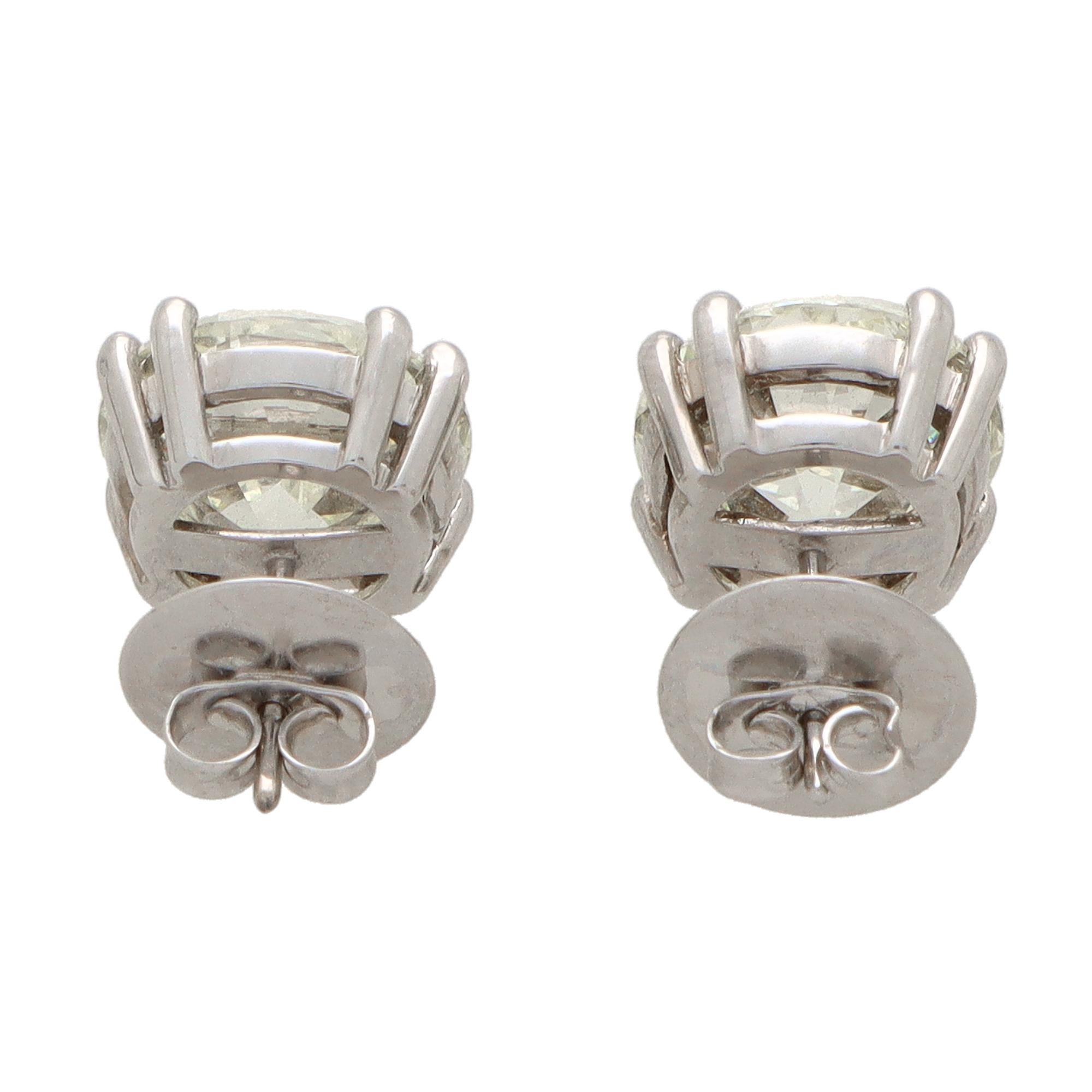 Victorian Solitaire 11.66 Carat Old European Cut Diamond Stud Earrings in Platinum