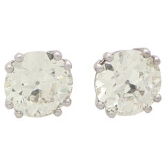 Solitaire 11.66 Carat Old European Cut Diamond Stud Earrings in Platinum