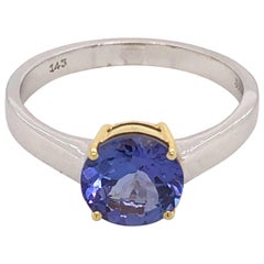 Solitaire 1.20 Carat Tanzanite Ring in 18 Karat White and Yellow Gold