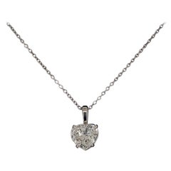 Solitaire 1.26 Carat Heart Diamond GIA Gold Pendant Necklace Estate Fine Jewelry