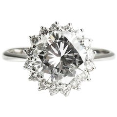 Solitaire 18 Karat White Gold 3.22 Carat Diamond Engagement Cocktail Ring