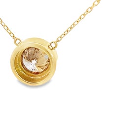 Solitaire 2.66ct Champagne Natural Diamond Pendant in 14k Yellow Gold, Bezel Set