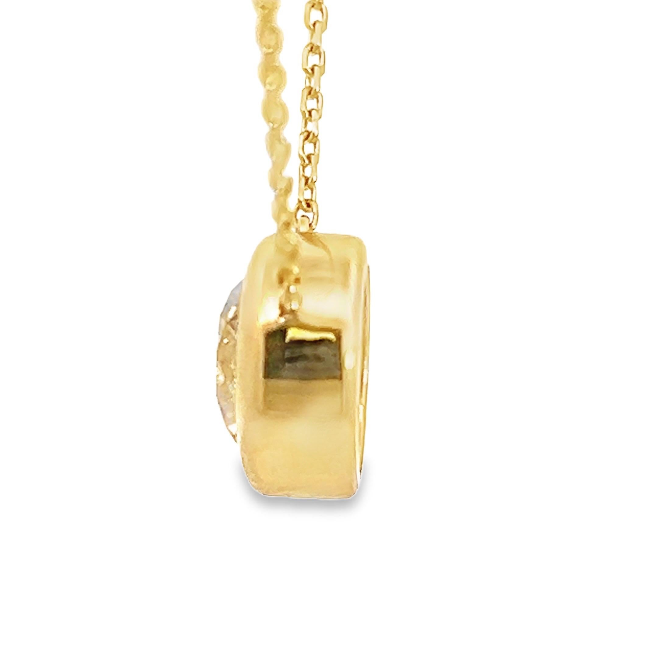 Solitaire 2.66ct Champagne Natural Diamond Pendant in 14k Yellow Gold, Bezel Set In New Condition For Sale In Great Neck, NY