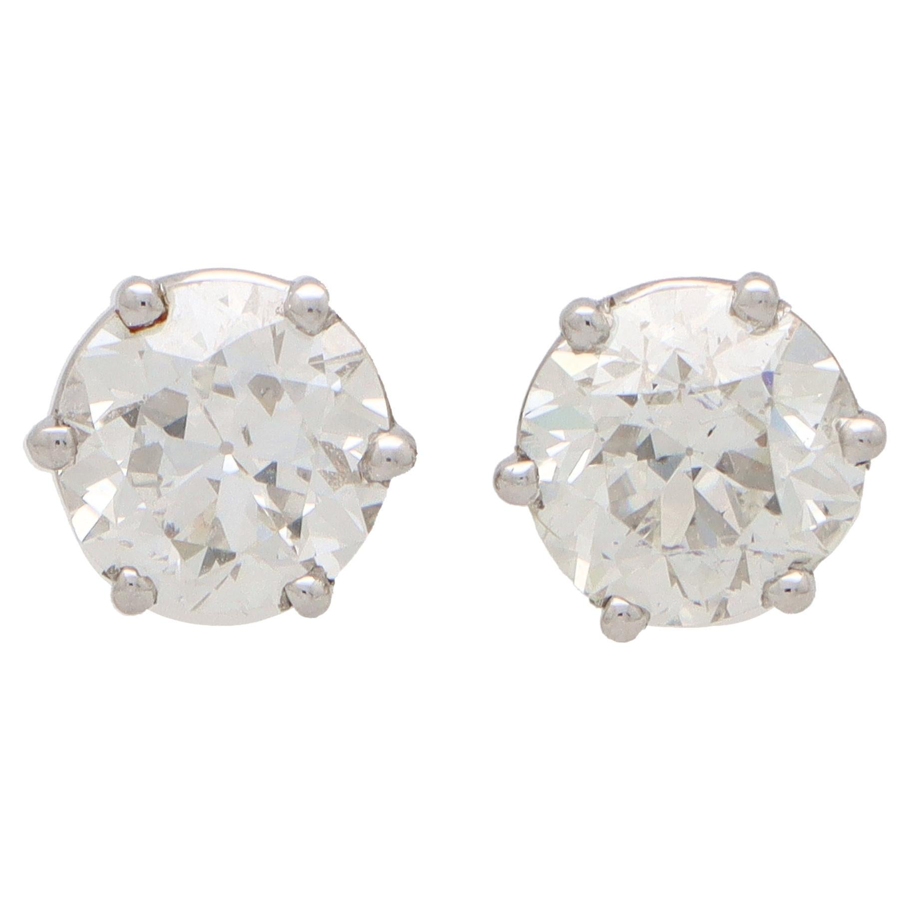 Diamond Platinum Studs at 1stDibs