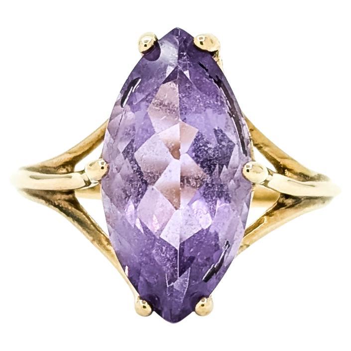 Solitär Amethyst Ring in 10k Gelbgold
