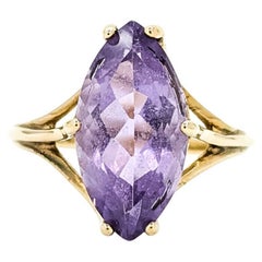 Solitär Amethyst Ring in 10k Gelbgold